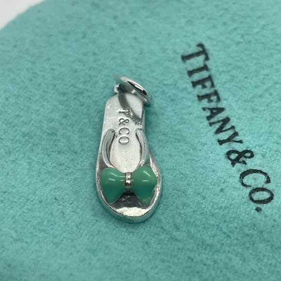 Tiffany & Co. Blue Enamel Flip Flop Charm Sterling Silver with Pouch - Picture 3 of 9